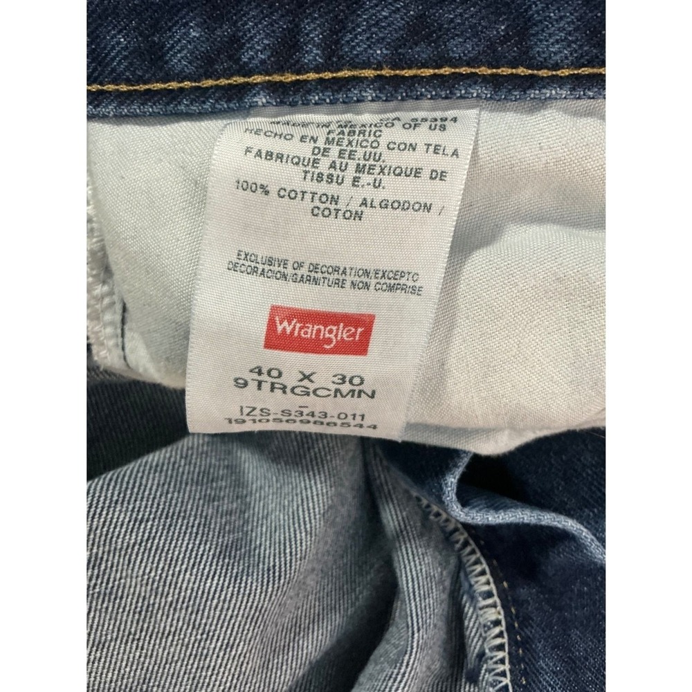 Wrangler Regular Fit Dark Wash Denim Jeans Mens Size 40x30 100% Cotton - Picture 7 of 8
